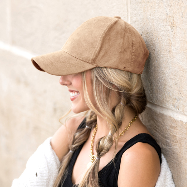 Khaki suede baseball cap online